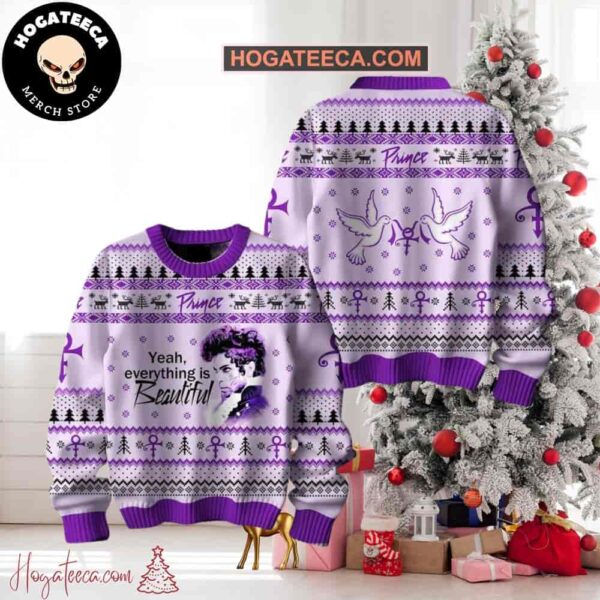 Prince 2024 Yeah Everything Is Beautiful Ugly Christmas Sweater Chirstmas Gifts 2024 Xmas For Family And Friends Ugly Sweater