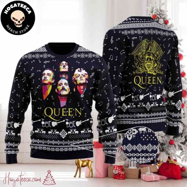 Rock Music Queen Band With Their Logo Ugly Christmas Sweater Chirstmas Gifts 2024 Xmas For Family And Friends Ugly Sweater