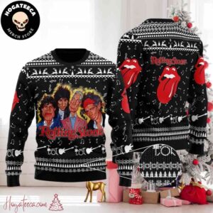 Rock Music The Rolling Stones Band And Colorful Logo Ugly Christmas Sweater Chirstmas Gifts 2024 Xmas For Family And Friends Ugly Sweater