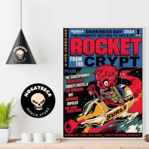 Rocket From The Crypt Darkness Day 2024 Lineup On Sat Oct 5  All Ages Surly Brewing Company Home Decor Poster Canvas