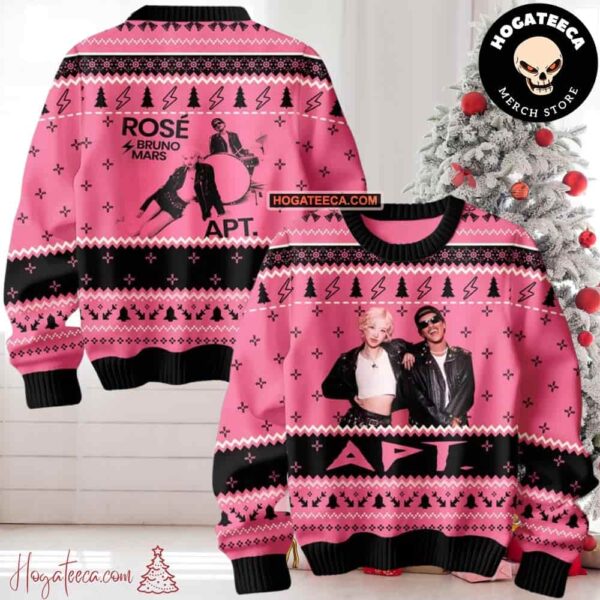 Rose Blackpink Bruno Mars Apt Back Ugly Christmas Sweater Chirstmas Gifts 2024 Xmas For Family And Friends Ugly Sweater