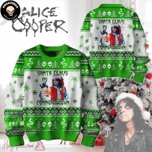 Alice Cooper Santa Claus Is Coming To Town Chirstmas Gifts 2024 Xmas For Family And Friends Ugly Sweater