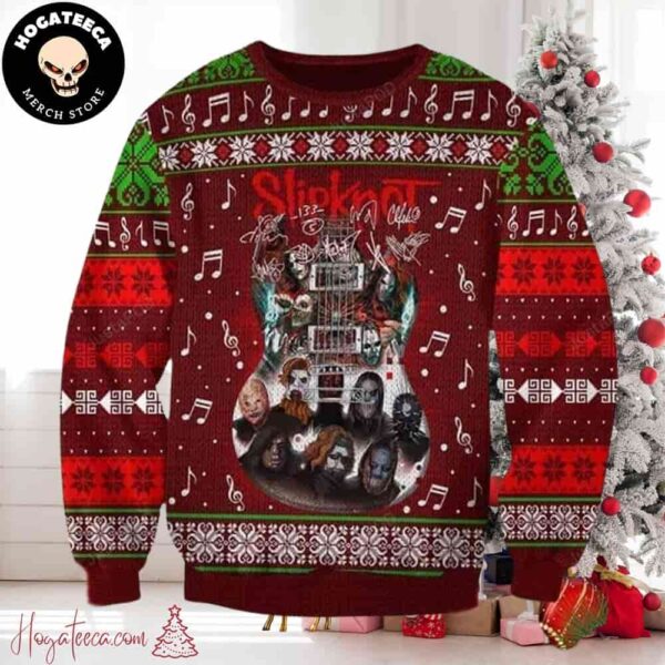 Slipknot Signatures Guitar Ugly Christmas Sweater Chirstmas Gifts 2024 Xmas For Family And Friends Ugly Sweater