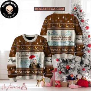 Stevie Nicks Silent Night Holy Night All Is Calm All Is Right Ugly Christmas Sweater Chirstmas Gifts 2024 Xmas For Family And Friends Ugly Sweater