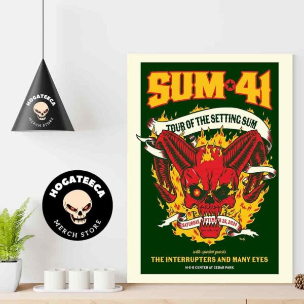 Sum 41 Stop In Austin Tour Of The Setting Sum On September 28 2024 With Special Guest The Interrupters And Many Eyes H-E-B Center At Cadar Park Home Decor Poster Canvas