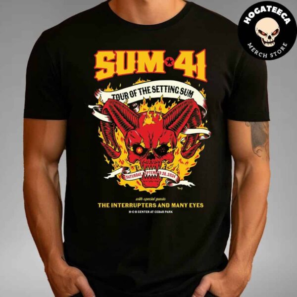 Sum 41 Stop In Austin Tour Of The Setting Sum On September 28 2024 With Special Guest The Interrupters And Many Eyes H-E-B Center At Cadar Park Unisex T-Shirt