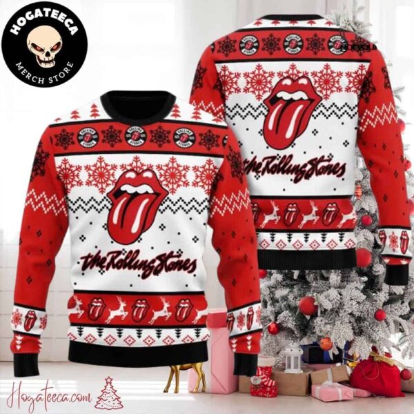 The Rolling Stones Lips Chirstmas Gifts 2024 Xmas For Family And Friends Ugly Sweater