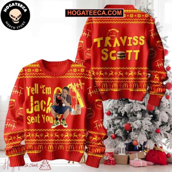 Travis Scott Jack Sent You Ugly Christmas Sweater Chirstmas Gifts 2024 Xmas For Family And Friends Ugly Sweater