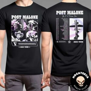 Vintage Western Post Malone F1 Trillion Tour 2024 Schedule List Two Sides Unisex T-Shirt