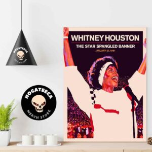 Whitney Houston Star Spangled Banner 30th Anniversary January 27 1991 By Akiko Stehrenberger Home Decor Poster Canvas