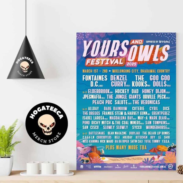 Yours and Owls Festival 2025 Lineup on March 1-2 Wollongong City Dharawal Country Home Decor Poster Canvas