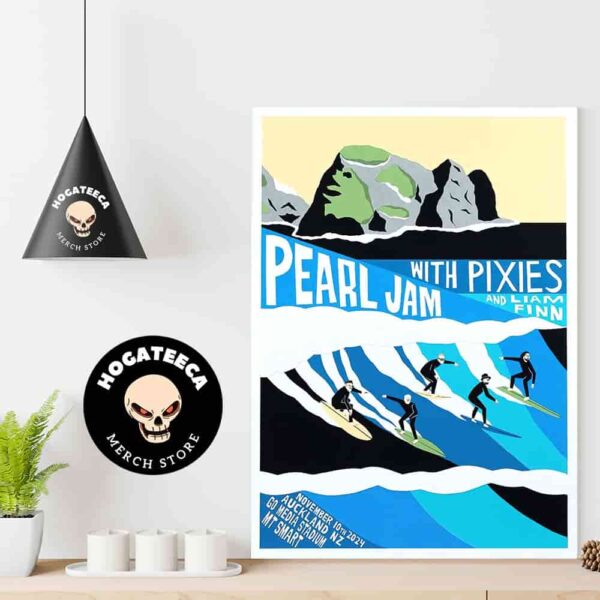 Pearl Jam With Pixies And Liam Finn Merch For Show In Auckland NZ At Go Media Stadium MT Smart On November 10 2024 Art By Nathan MCKee Home Decor Poster Canvas