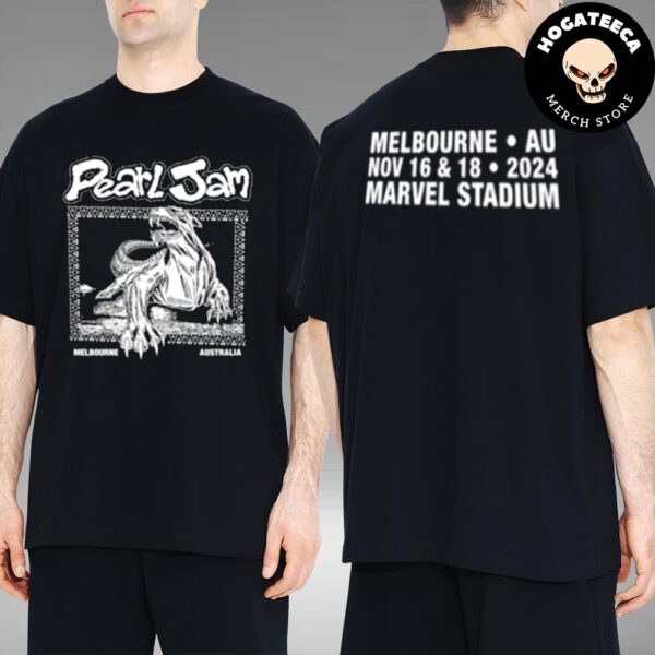 Pearl Jam Merch In Melbourne Australia On Nov 16 And 18 2024 At Marvel Stadium Bunyip Tee Two Sides Unisex T-Shirt