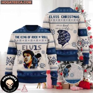 A Rock Roll Christmas With Elvis Presley  Chirstmas Gifts 2024 Xmas For Family And Friends Ugly Sweater