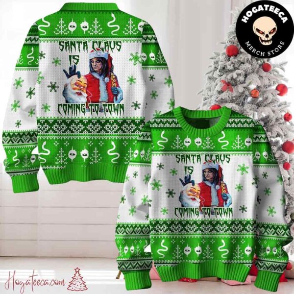 Alice Cooper Santa Claus Is Coming To Town Back Chirstmas Gifts 2024 Xmas For Family And Friends Ugly Sweater