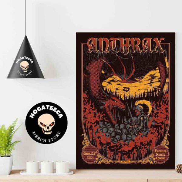 Anthrax Merch For Show At Eventim Apollo In London On Nov 23 2024 Home Decor Poster Canvas