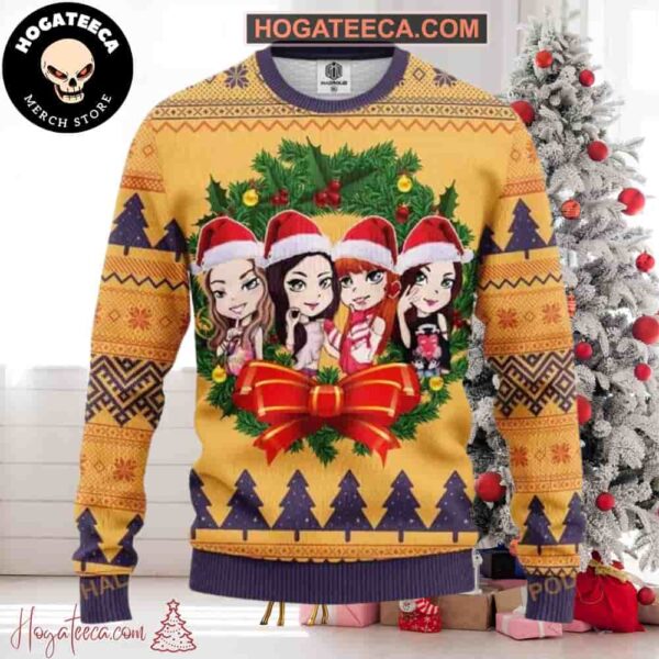 BLACKPINK Cartoon Chirstmas Gifts 2024 Xmas For Family And Friends Ugly Sweater