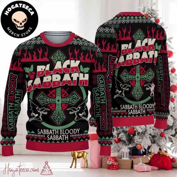 Black Sabbath Bloody Sabbath Chirstmas Gifts 2024 For Family And Friends Ugly Sweater