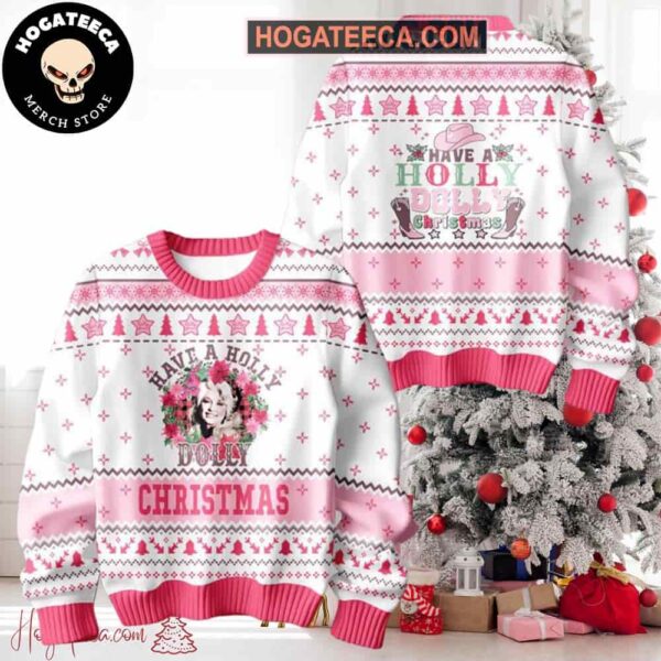 Dolly Have A Holly Dolly Parton Chirstmas Gifts 2024 Xmas For Family And Friends Ugly Sweater