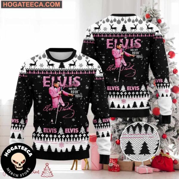 Elvis Presley 1935-1977 Rock N Roll  Chirstmas Gifts 2024 Xmas For Family And Friends Ugly Sweater