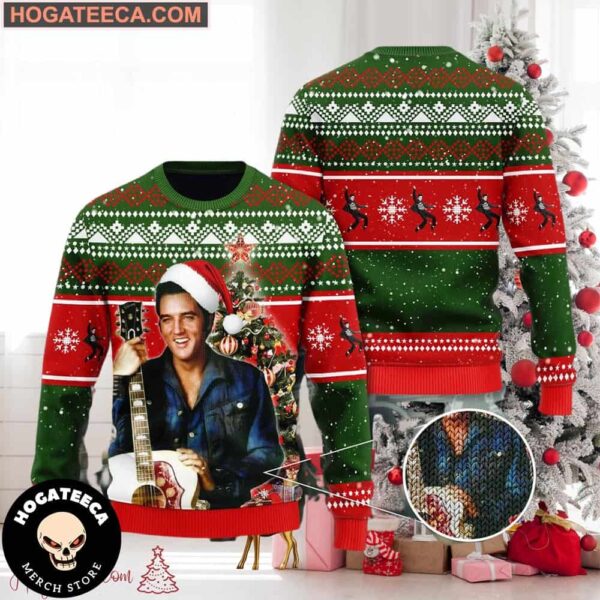 Elvis Presley A Tribute To The King Of Christmas  Chirstmas Gifts 2024 Xmas For Family And Friends Ugly Sweater