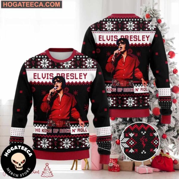 Elvis Presley The King Of Rock N Roll  Chirstmas Gifts 2024 Xmas For Family And Friends Ugly Sweater