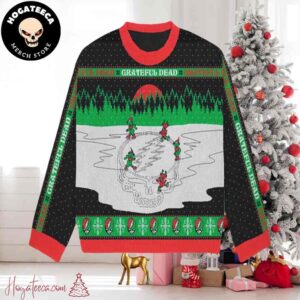 Grateful Dead Skating Bears Snowflakes Pattern Chirstmas Gifts 2024 For Family And Friends Ugly Sweater