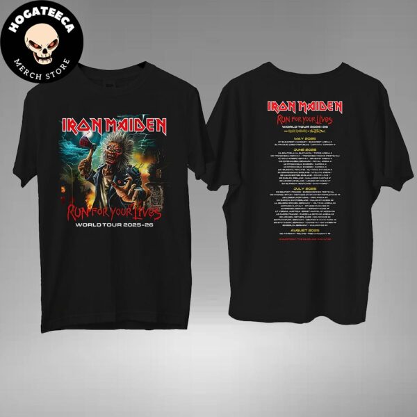 IRON MAIDEN RUN FOR YOUR LIVES TOUR 2024-2025 Two Sides Unisex T-Shirt