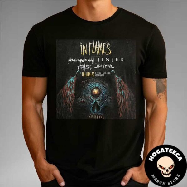 In Flames Merch For Show On Jun 10 2024 At Media Center In Slovenia Ljubjana Unisex T-Shirt