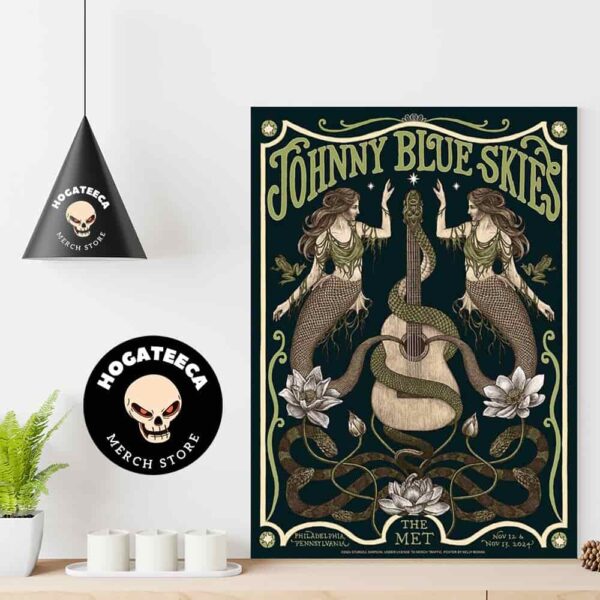 Johnny Blue Skies Merch Poster For Show On Nov 12 And 13 2024 In Philadenphia Pennsylvania At The Met Home Decor Poster Canvas