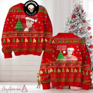 Justin Bieber Rockin Around Christmas Tree Kiss Under The Mistletoe Red Chirstmas Gifts 2024 Xmas For Family And Friends Ugly Sweater