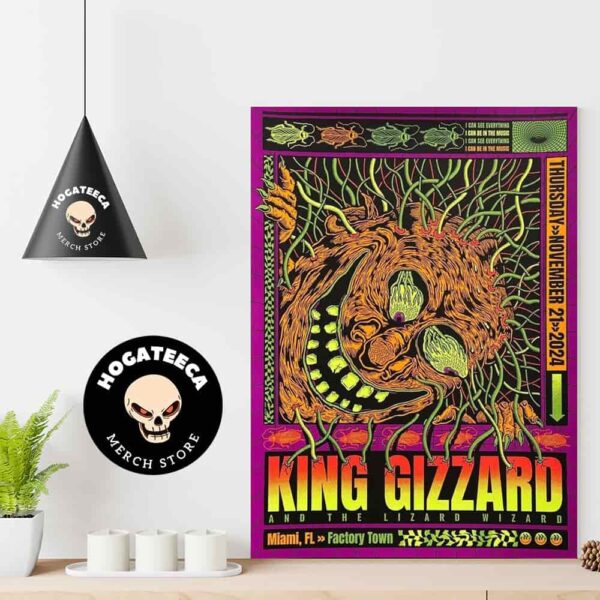 King Gizzard And The Lizard Wizard Nov 21 2024 In Miami FL At Factory Town Home Decor Poster Canvas