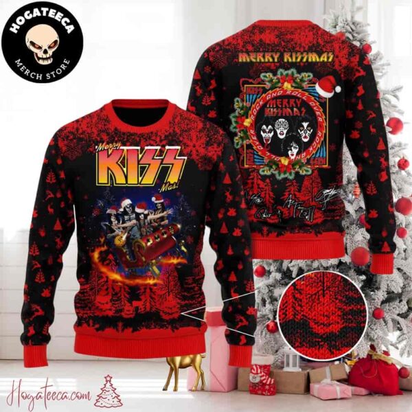 Kiss Band Merry Kissmas Rock And Roll Over Chirstmas Gifts 2024 For Family And Friends Ugly Sweater