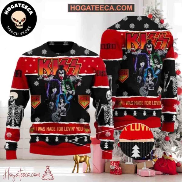 Kiss Band Roll N Rock I Was Made For Lovin You Chirstmas Gifts 2024 Xmas For Family And Friends Ugly Sweater