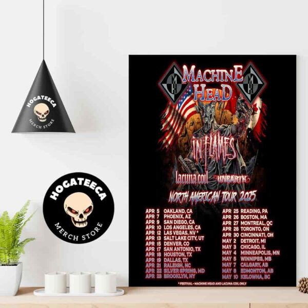 Machine Head With In Flames Lcuna Coil And Unearth North American Tour 2025 Performances Scheduled On Apr And May Home Decor Poster Canvas