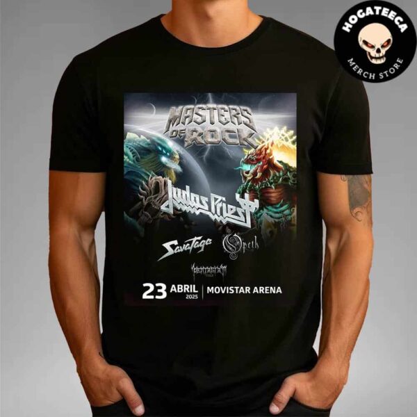 Master Of Rock 2025 Judas Priest With Opeth Savatage And Pentagram On 23rd April  At Movistar Arena In Santiago Chile Unisex T-Shirt