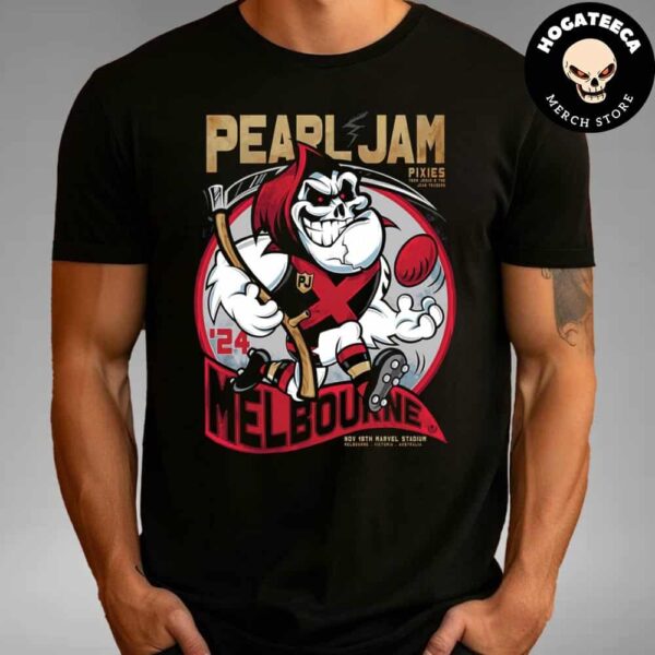 Pearl Jam Merch On Nov 18 2024 At Marvel Stadium In Melbourne Victoria Australia Art By Rhys Cooper Unisex T-Shirt