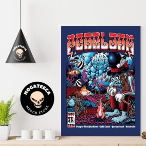 Pearl Jam Merch Poster For Show At People First Stadium Gold Coast In Australia On Nov 13 2024 Art By Martin Ander Home Decor Poster Canvas