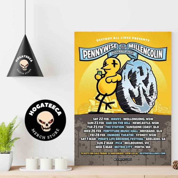 Pennywise With Millencolin Co-Headline Tour Australia 2025 On Feb And March Performances Scheduled Home Decor Poster Canvas