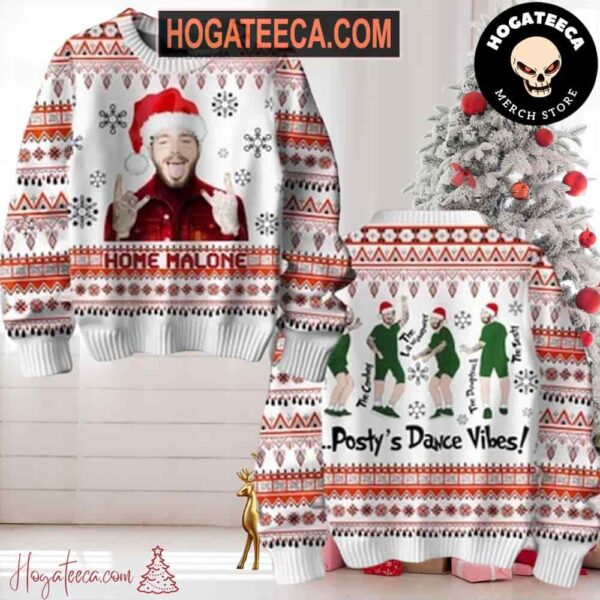 Post Malone Postys Dance Vibes White Color Chirstmas Gifts 2024 Xmas For Family And Friends Ugly Sweater