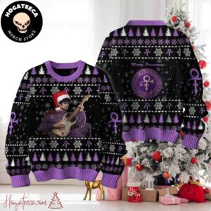 Prince Merry Purple Rain Chirstmas Gifts 2024 Xmas For Family And Friends Ugly Sweater