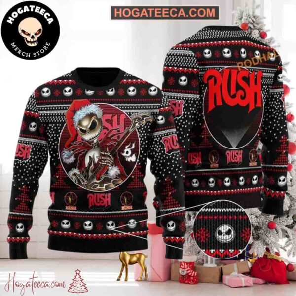 Rush Band Skull Santa Claus And Rush Logo Chirstmas Gifts 2024 Xmas For Family And Friends Ugly Sweater