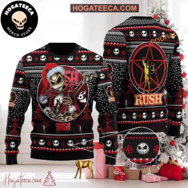 Rush Band Skull Santa Claus Chirstmas Gifts 2024 Xmas For Family And Friends Ugly Sweater