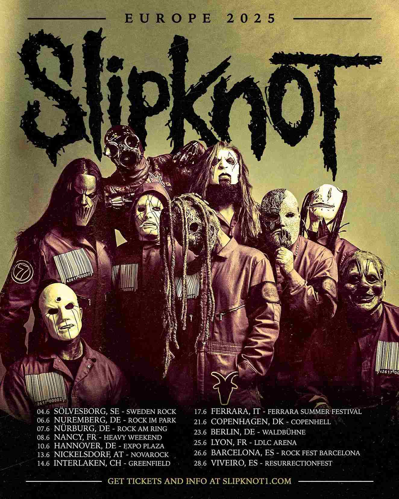 Slipknot Europe 2025 Full Tour Dates, Locations, and What to Expect from the Legendary Metal