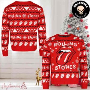 The Rolling Stones Red Color Chirstmas Gifts 2024 Xmas For Family And Friends Ugly Sweater