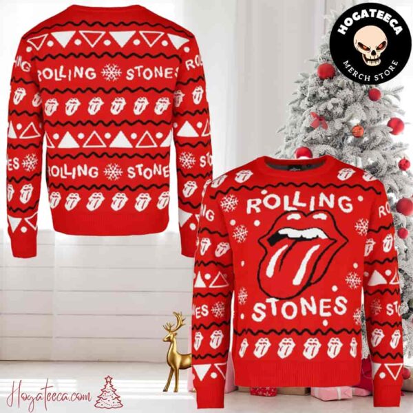 The Rolling Stones Red Color Chirstmas Gifts 2024 Xmas For Family And Friends Ugly Sweater