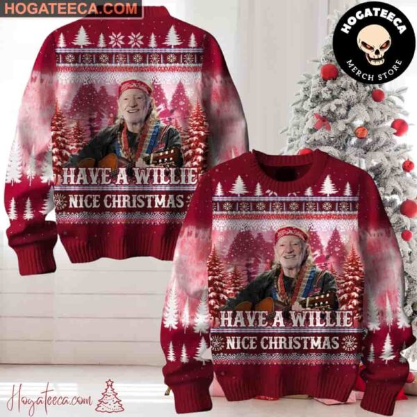 Willie Nelson Have A Willie Nice Chirstmas Gifts 2024 Xmas For Family And Friends Ugly Sweater