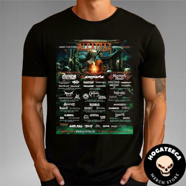 Alcatraz Open Air August 7-8-9-10 2025 Kortrijk Belgium Full Lineup Merch Unisex T-Shirt