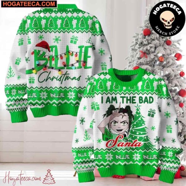 Billie Eilish I Am A Bad Santa Chirstmas Gifts 2024 Xmas Ugly Sweater