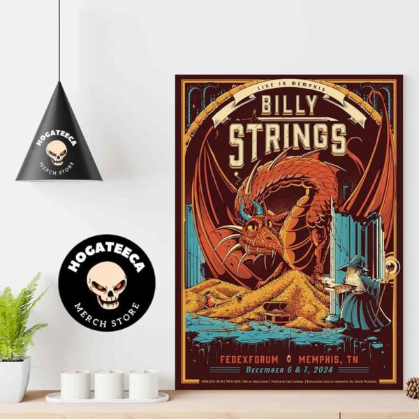 Billy Strings Merch Live In Memphis TN At Fedexforum On December 6-7 2024 Home Decor Poster Canvas